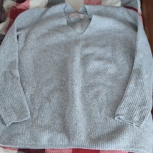 LOFT Women's Light Blue V-Neck Sweater